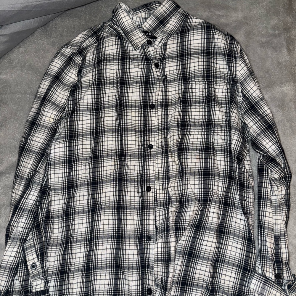 PacSun Black and White Plaid Flannel
